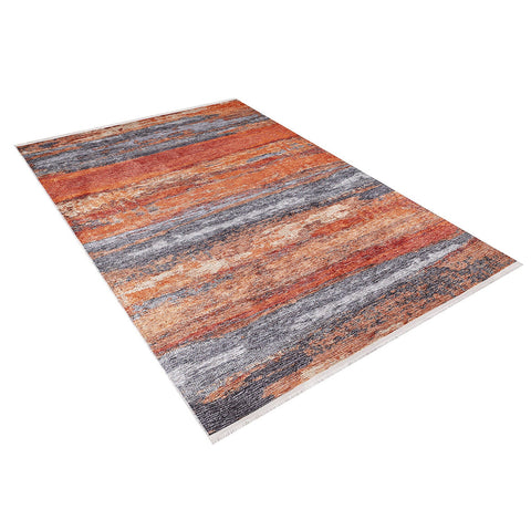 Abstract Rug|Machine-Washable Non-Slip Rug|Orange Gray Transition Design Washable Carpet|Decorative Area Rug|Multi-Purpose Anti-Slip Rug