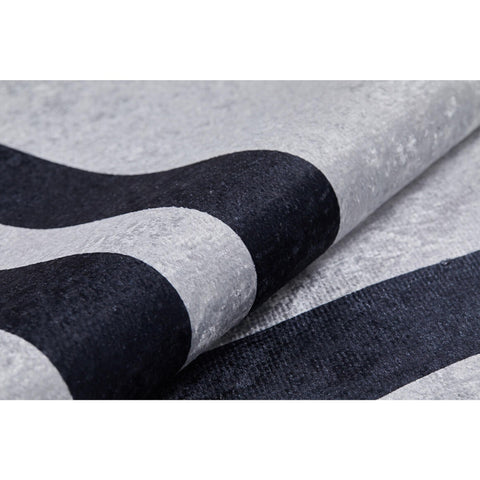 Geometric Rug|Machine-Washable Black Bordered Non-Slip Rug|Gray Color Washable Carpet|Decorative Area Rug|Multi-Purpose Anti-Slip Carpet