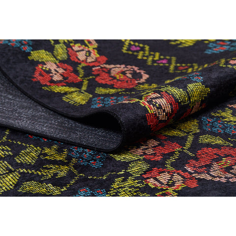 Floral Karabagh Rug|Machine-Washable Rug|Floral Non-Slip Carpet|Flower Print Washable Carpet|Decorative Area Rug|Multi-Purpose Anti-Slip Rug