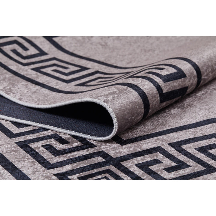 Bordered Bronze Rug|Machine-Washable Rug|Geometric Non-Slip Carpet|Washable Floor Carpet|Decorative Area Rug|Multi-Purpose Anti-Slip Rug