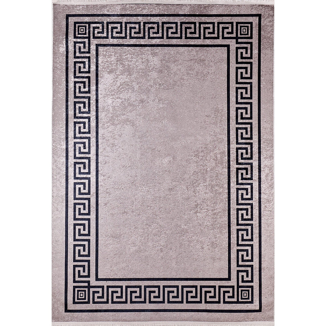 Bordered Bronze Rug|Machine-Washable Rug|Geometric Non-Slip Carpet|Washable Floor Carpet|Decorative Area Rug|Multi-Purpose Anti-Slip Rug