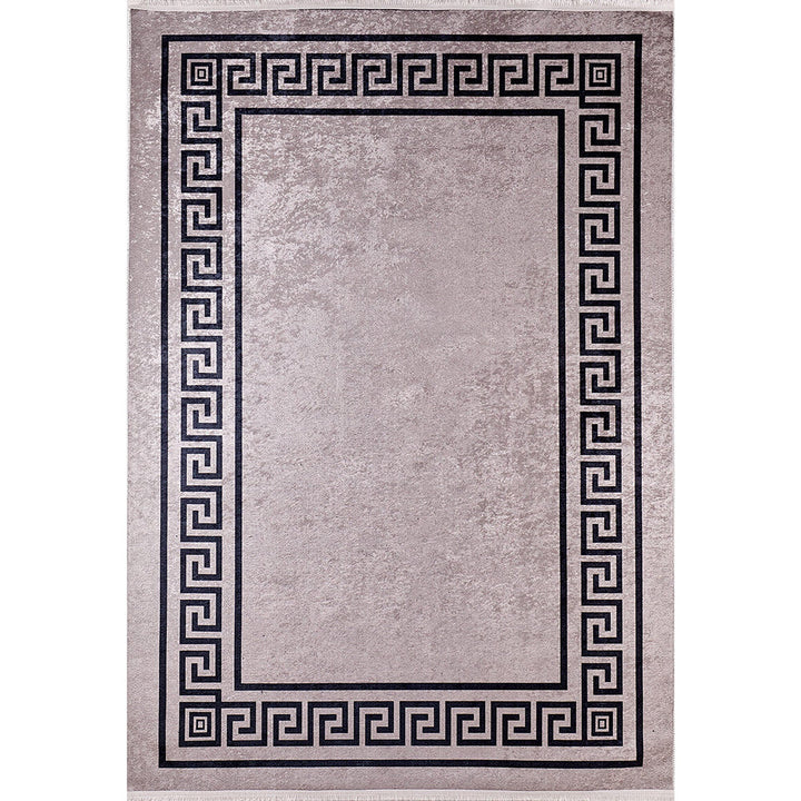 Bordered Bronze Rug|Machine-Washable Rug|Geometric Non-Slip Carpet|Washable Floor Carpet|Decorative Area Rug|Multi-Purpose Anti-Slip Rug