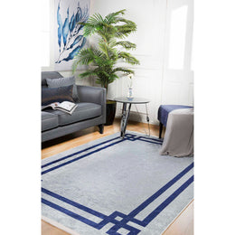 Geometric Rug|Machine-Washable Rug|Art Deco Non-Slip Carpet|Bordered Gray Washable Carpet|Decorative Area Rug|Multi-Purpose Anti-Slip Rug