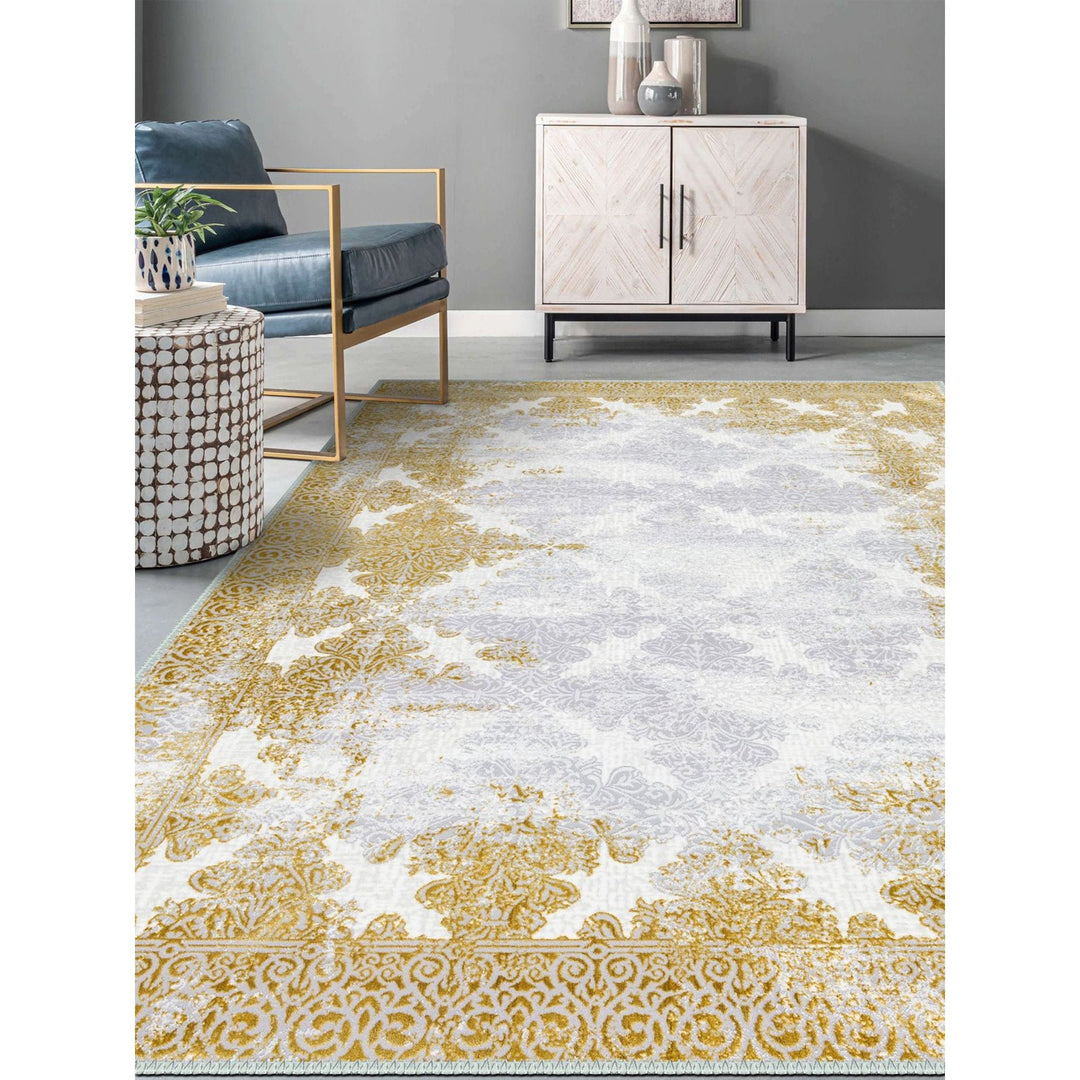 Decorative Gold Gray Rug