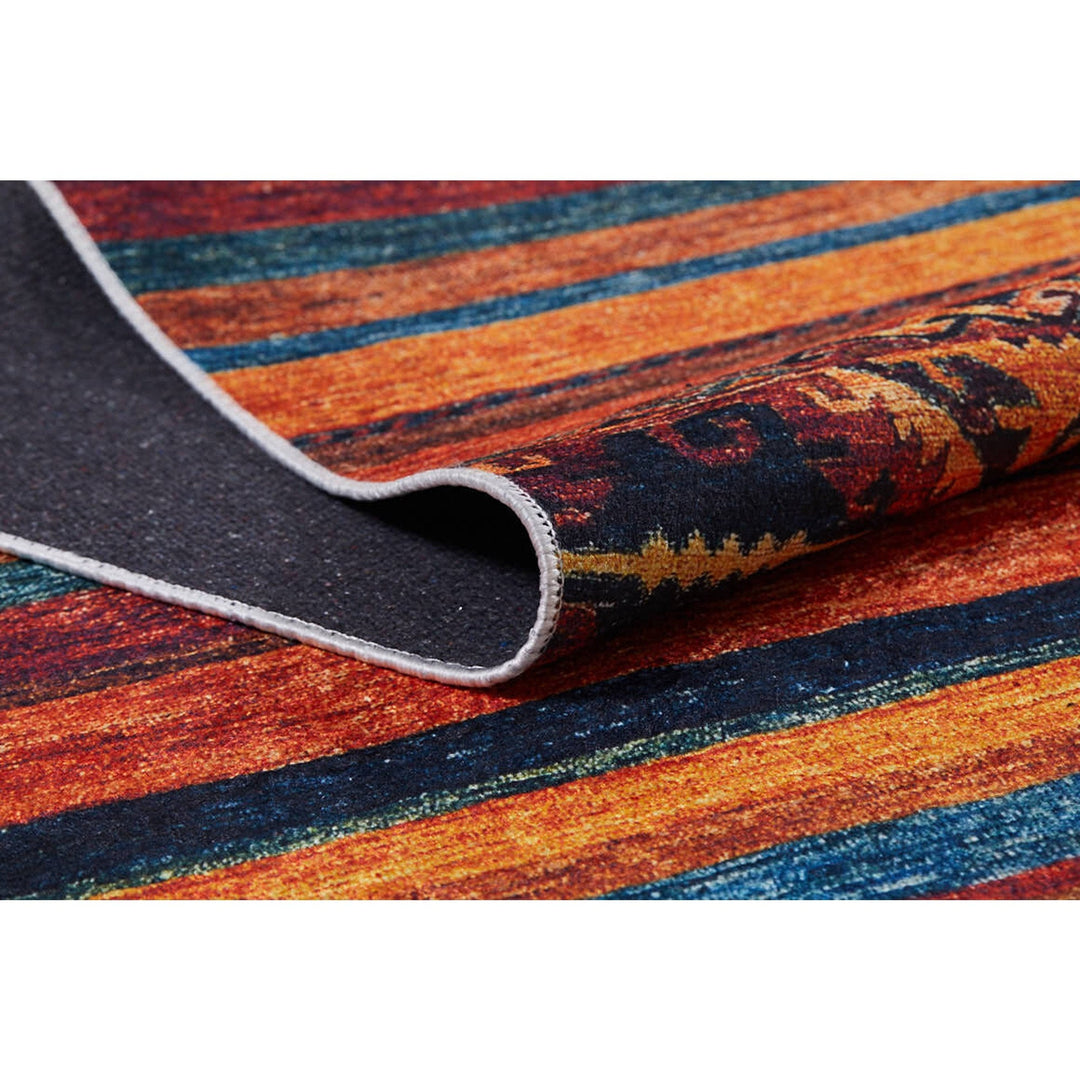 Ethnic Design Rug|Machine-Washable Non-Slip Rug|Abstract Degrade Pattern Washable Carpet|Decorative Area Rug|Multi-Purpose Anti-Slip Carpet