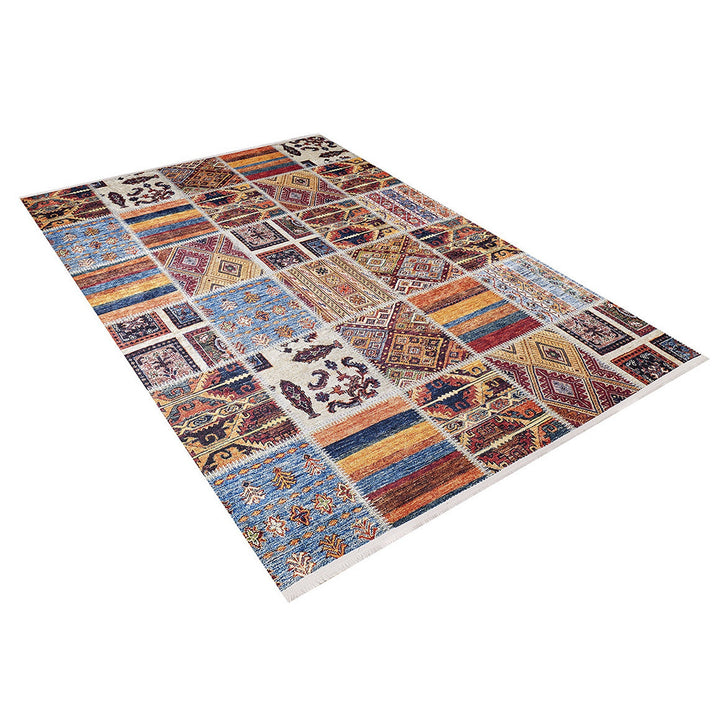 Patchwork Rug|Kilim Pattern Machine-Washable Non-Slip Rug|Farmhouse Style Washable Carpet|Decorative Area Rug|Multi-Purpose Anti-Slip Carpet
