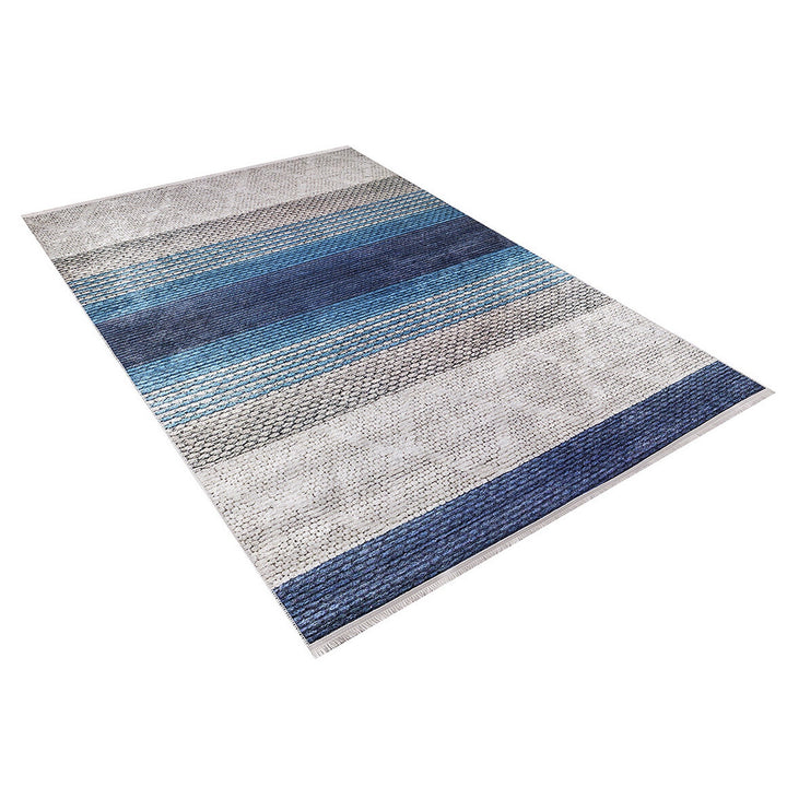 Abstract Design Rug|Machine-Washable Non-Slip Rug|Blue Gray Color Degrade Washable Carpet|Decorative Area Rug|Multi-Purpose Anti-Slip Carpet