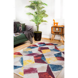 Abstract Shapes Rug|Machine-Washable Non-Slip Rug|Abstract Geometric Design Washable Carpet|Decorative Area Rug|Multi-Purpose Anti-Slip Rug