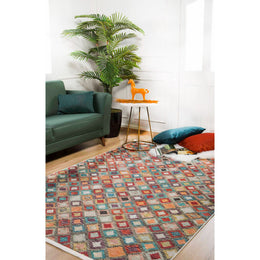 Diamond Pattern Rug|Machine-Washable Rug|Colorful Non-Slip Carpet|Ethnic Washable Carpet|Geometric Area Rug|Multi-Purpose Anti-Slip Rug
