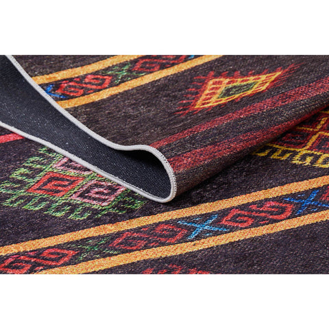 Rug Design Carpet|Machine-Washable Non-Slip Rug|Ethnic Kilim Pattern Farmhouse Washable Carpet|Traditional Multi-Purpose Anti-Slip Carpet