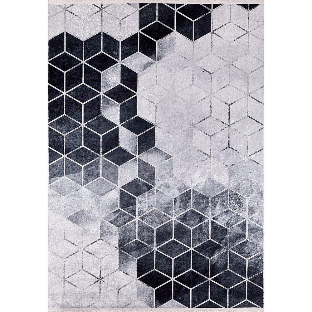 Abstract Design Rug|Machine-Washable Non-Slip Rug|Geometric 3D Cube Print Washable Carpet|Decorative Area Rug|Multi-Purpose Anti-Slip Carpet