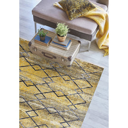 Diamond Pattern Rug|Machine-Washable Non-Slip Rug|Yellow Gray Transition Washable Carpet|Decorative Area Rug|Multi-Purpose Anti-Slip Carpet