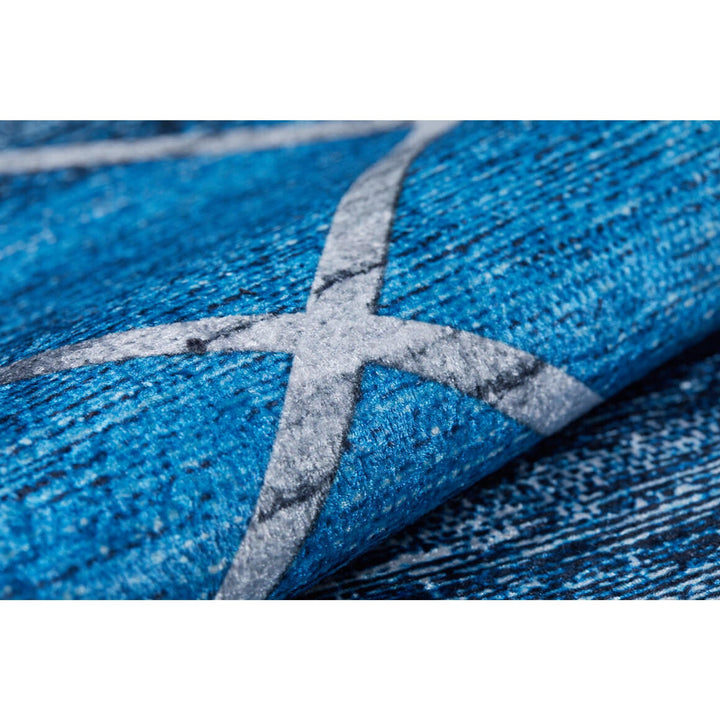 Diamond Pattern Rug|Machine-Washable Non-Slip Rug|Blue Gray Abstract Washable Carpet|Decorative Area Rug|Multi-Purpose Anti-Slip Carpet