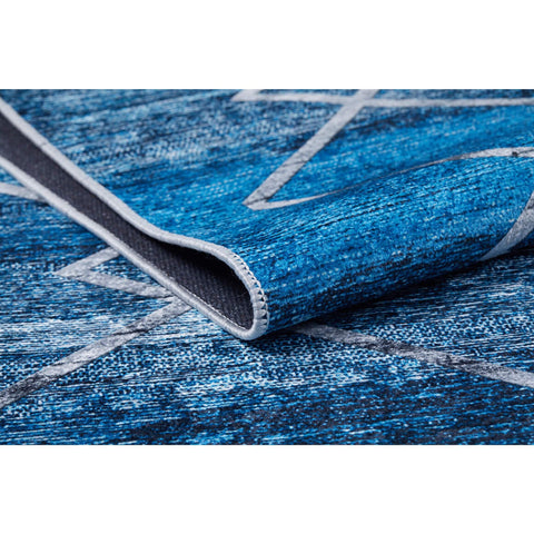 Diamond Pattern Rug|Machine-Washable Non-Slip Rug|Blue Gray Abstract Washable Carpet|Decorative Area Rug|Multi-Purpose Anti-Slip Carpet