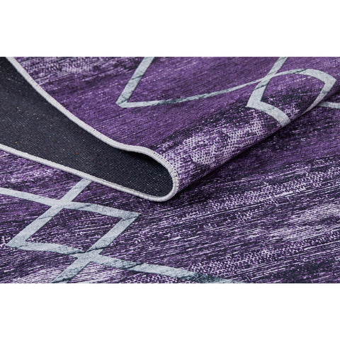 Diamond Pattern Rug|Machine-Washable Non-Slip Rug|Purple Gray Abstract Washable Carpet|Decorative Area Rug|Multi-Purpose Anti-Slip Carpet