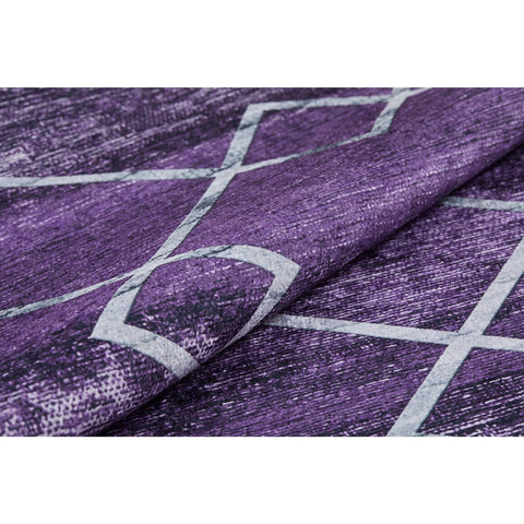 Diamond Pattern Rug|Machine-Washable Non-Slip Rug|Purple Gray Abstract Washable Carpet|Decorative Area Rug|Multi-Purpose Anti-Slip Carpet