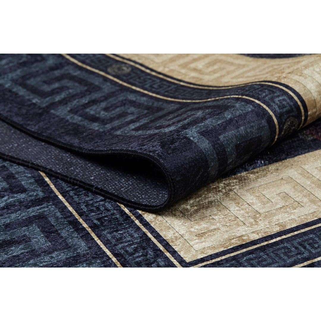 Greek Key Gold Rug Gold Black Greek Key Boho Non-Slip Carpet – Akasia