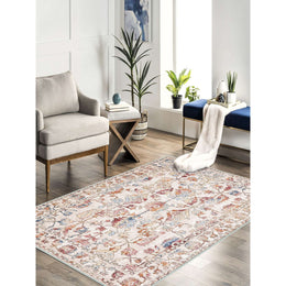 Decorative Area Rug|Ethnic Machine-Washable Non-Slip Rug|Kilim Pattern Turkish Style Rug|Boho Living Room Rug|Multi-Purpose Anti-Slip Carpet