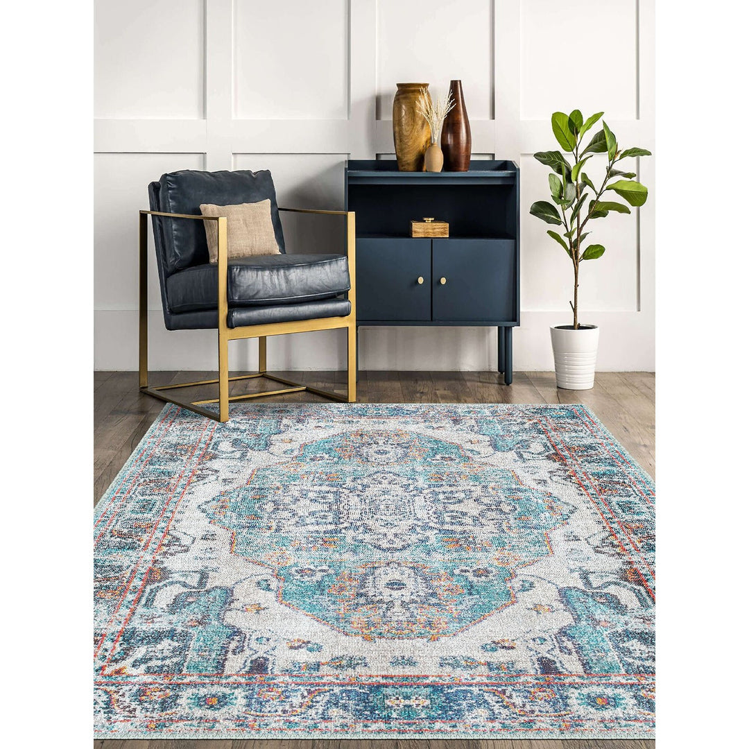 Vintage Looking Rug|Anatolian Style Multi-Purpose Anti-Slip Carpet|Machine-Washable Non-Slip Rug|Ethnic Worn Style Turkish Kilim Carpet