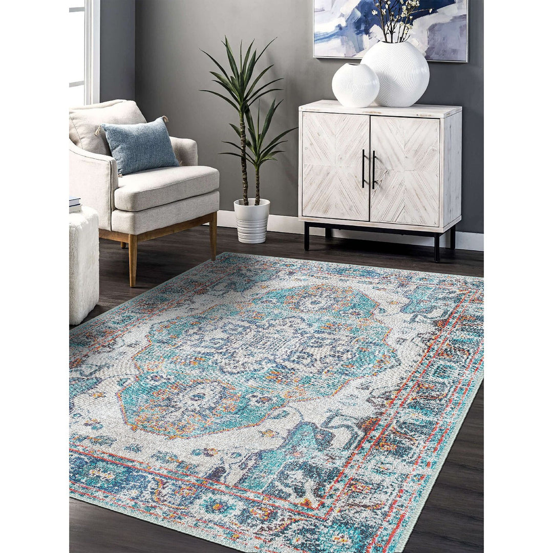 Vintage Looking Rug|Anatolian Style Multi-Purpose Anti-Slip Carpet|Machine-Washable Non-Slip Rug|Ethnic Worn Style Turkish Kilim Carpet