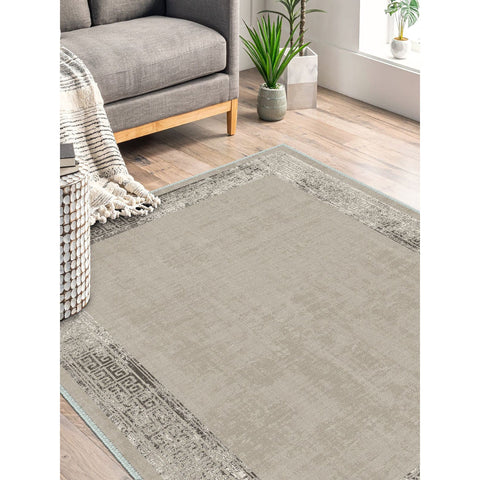 Greek Key Area Rug|Decorative Machine-Washable Non-Slip Rug|Geometric Bordered Rug|Boho Living Room Decor|Multi-Purpose Anti-Slip Carpet