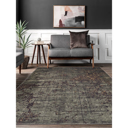 Vintage Looking Rug|Machine-Washable Non-Slip Rug|Ethnic Worn Looking Dark Green Carpet|Traditional Style Multi-Purpose Anti-Slip Carpet