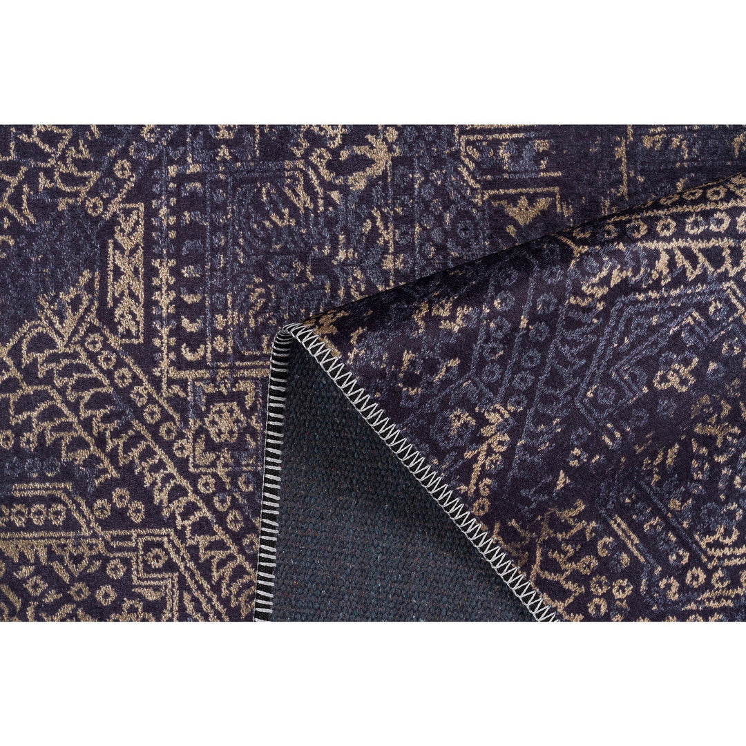 Brown Area Rug|Machine-Washable Non-Slip Rug|Ethnic Worn Looking Brown Carpet|Traditional Farmhouse Style Multi-Purpose Anti-Slip Carpet