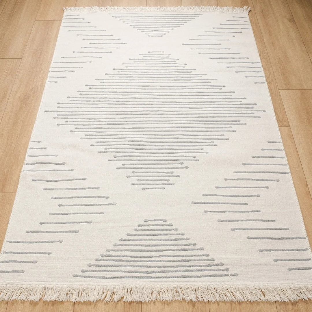 Geometric Kilim Rug|Machine-Washable Double Sided Soft Rug|Striped Diamond Kilim Carpet|Ethnic Design Multi-Purpose Reversible Floor Carpet
