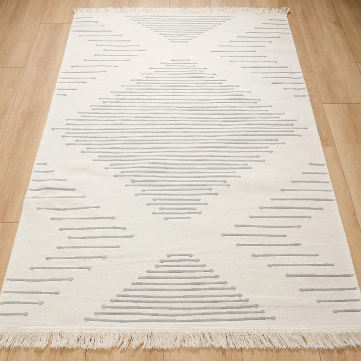 Geometric Kilim Rug|Machine-Washable Double Sided Soft Rug|Striped Diamond Kilim Carpet|Ethnic Design Multi-Purpose Reversible Floor Carpet