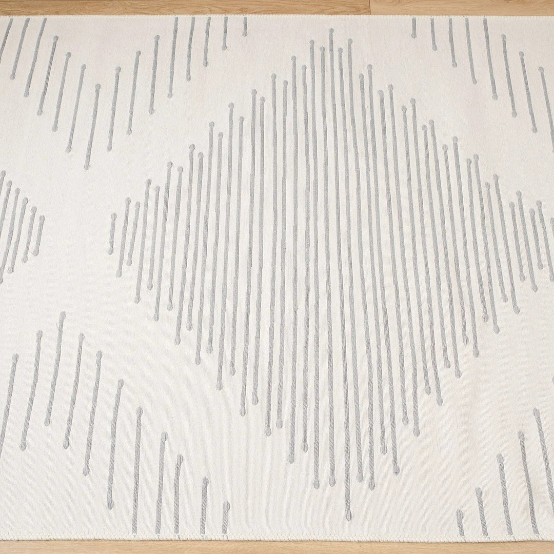 Geometric Kilim Rug|Machine-Washable Double Sided Soft Rug|Striped Diamond Kilim Carpet|Ethnic Design Multi-Purpose Reversible Floor Carpet