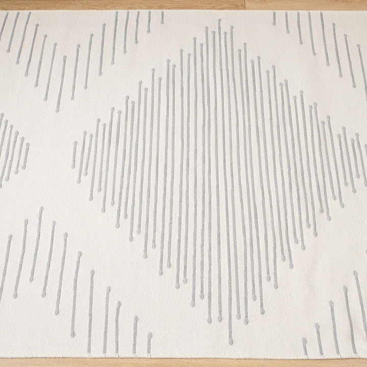 Geometric Kilim Rug|Machine-Washable Double Sided Soft Rug|Striped Diamond Kilim Carpet|Ethnic Design Multi-Purpose Reversible Floor Carpet