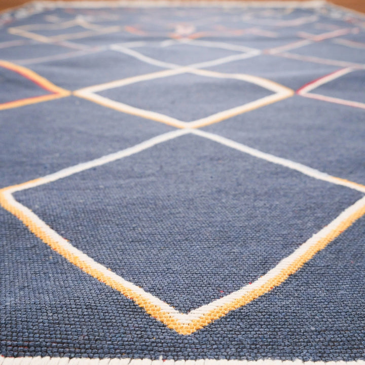 Geometric Kilim Rug|Machine-Washable Double Sided Soft Rug|Diamond Pattern Kilim Carpet|Rug Design Multi-Purpose Reversible Floor Carpet