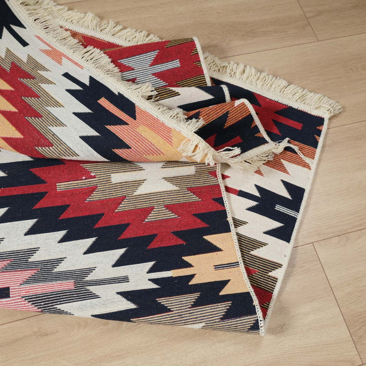 Turkish Kilim Rug|Machine-Washable Double Sided Soft Rug|Colorful Rug Design Carpet|Geometric Multi-Purpose Reversible Living Room Carpet