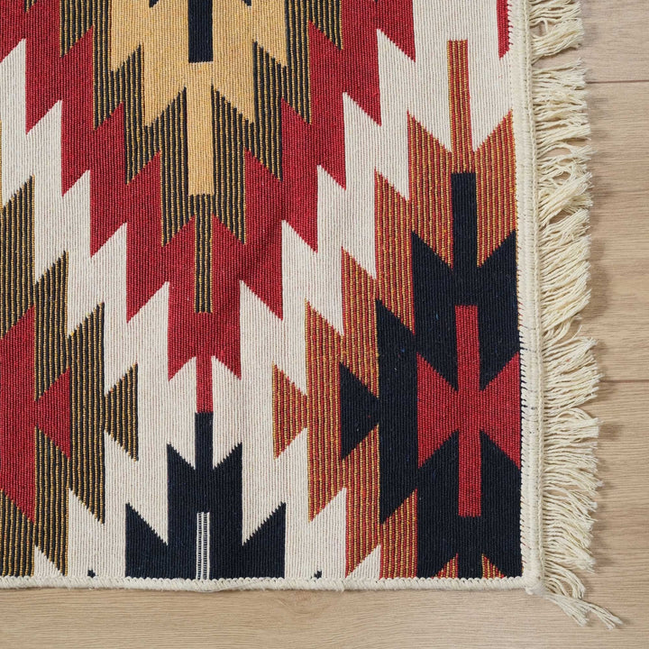 Turkish Kilim Rug|Machine-Washable Double Sided Soft Rug|Colorful Rug Design Carpet|Geometric Multi-Purpose Reversible Living Room Carpet