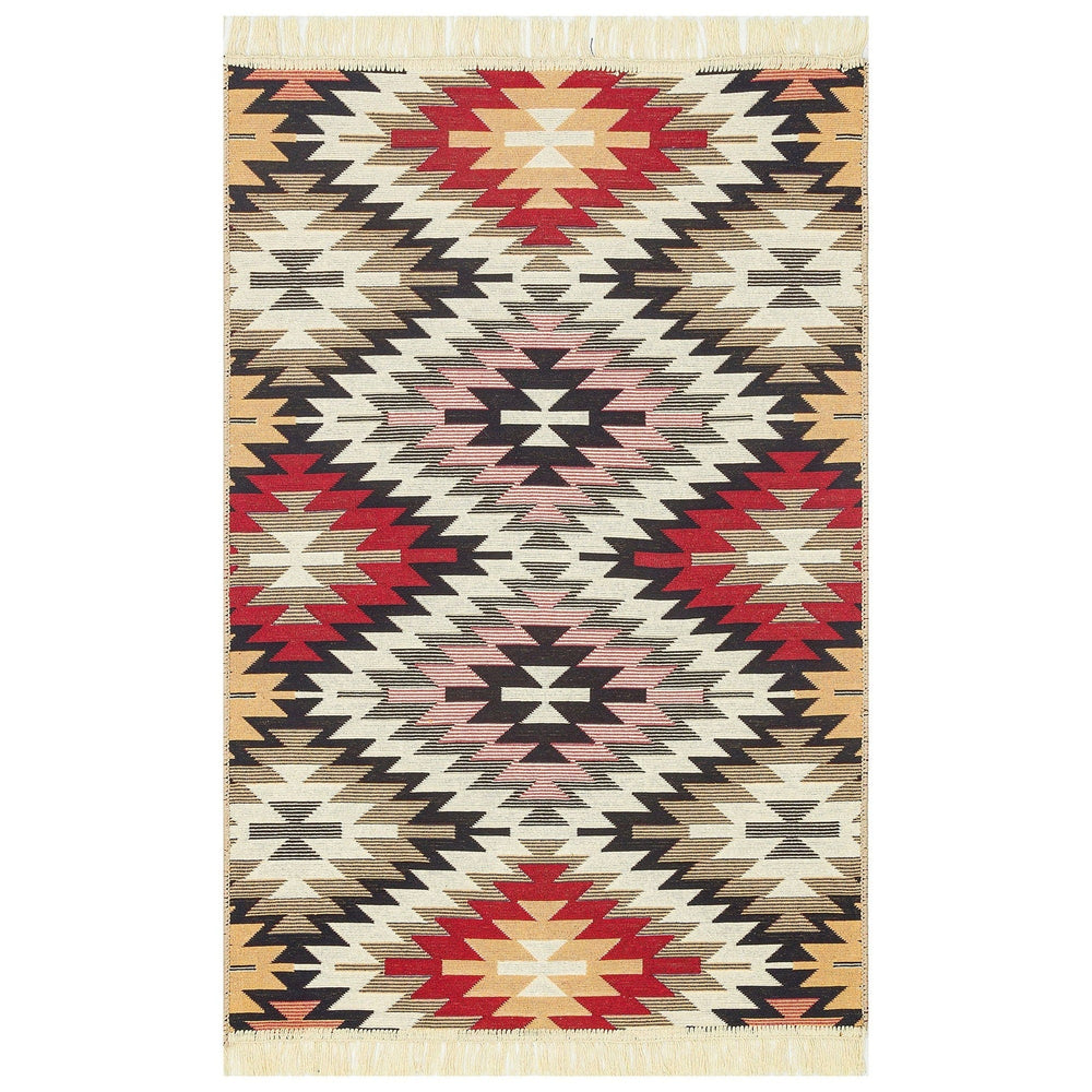 Turkish Kilim Rug|Machine-Washable Double Sided Soft Rug|Colorful Rug Design Carpet|Geometric Multi-Purpose Reversible Living Room Carpet