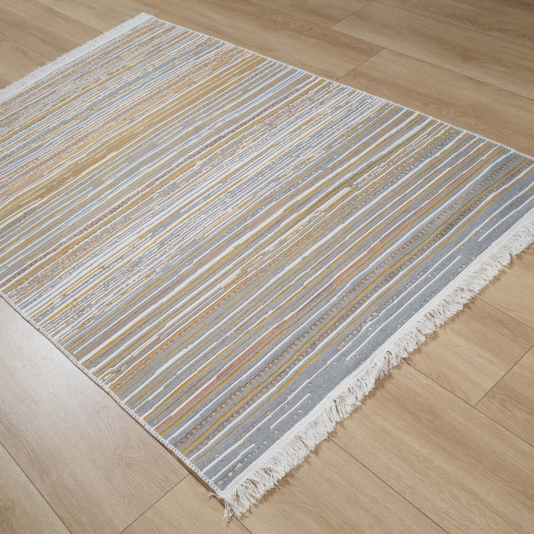 Striped Kilim Rug|Machine-Washable Double Sided Soft Rug|Farmhouse Abstract Kilim Carpet|Modern Design Multi-Purpose Reversible Floor Carpet
