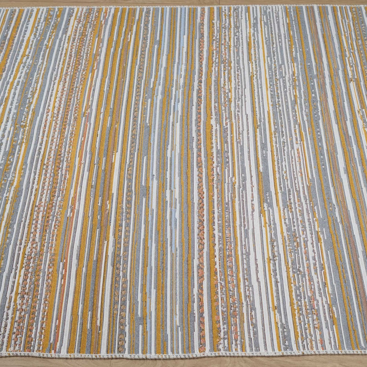 Striped Kilim Rug|Machine-Washable Double Sided Soft Rug|Farmhouse Abstract Kilim Carpet|Modern Design Multi-Purpose Reversible Floor Carpet