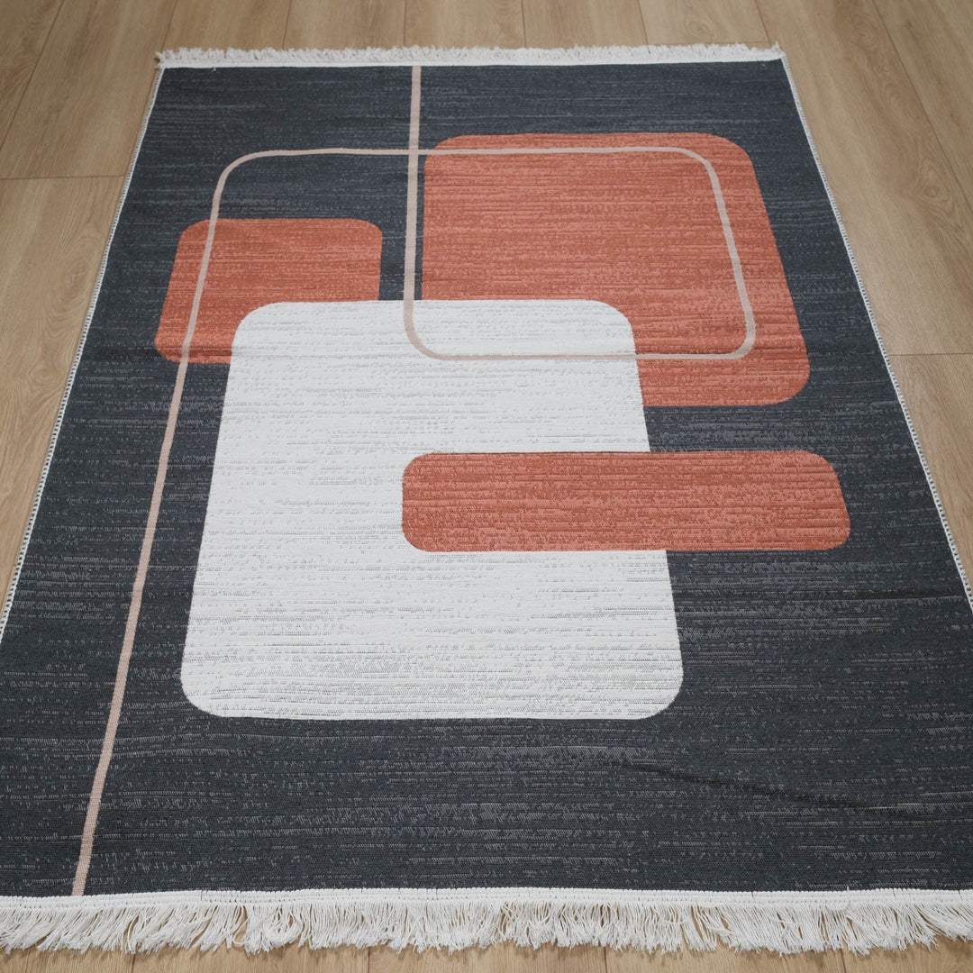 Abstract Kilim Rug|Machine-Washable Double Sided Soft Rug|Geometric Farmhouse Kilim Carpet|Modern Style Multi-Purpose Reversible Floor Rug