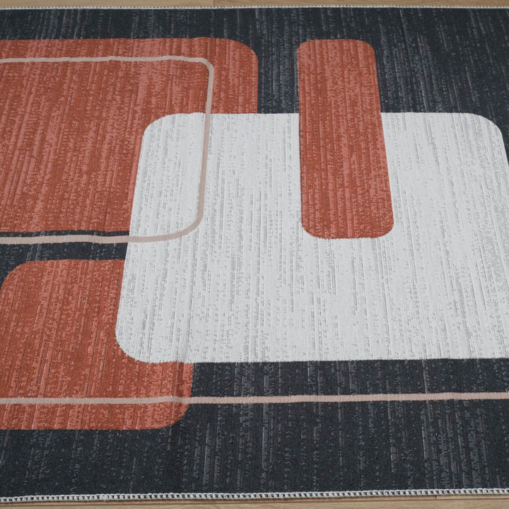 Abstract Kilim Rug|Machine-Washable Double Sided Soft Rug|Geometric Farmhouse Kilim Carpet|Modern Style Multi-Purpose Reversible Floor Rug