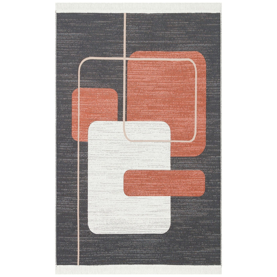 Abstract Kilim Rug|Machine-Washable Double Sided Soft Rug|Geometric Farmhouse Kilim Carpet|Modern Style Multi-Purpose Reversible Floor Rug