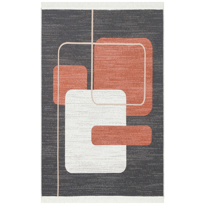 Abstract Kilim Rug|Machine-Washable Double Sided Soft Rug|Geometric Farmhouse Kilim Carpet|Modern Style Multi-Purpose Reversible Floor Rug