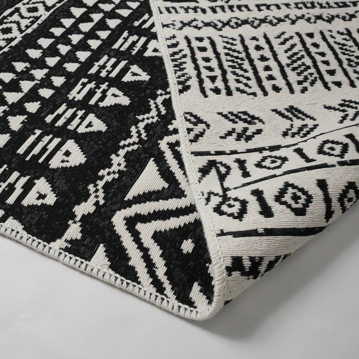 Ethnic Kilim Rug|Machine-Washable Double Sided Soft Rug|Nordic Pattern Kilim Carpet|Scandinavian Multi-Purpose Reversible Modern Carpet