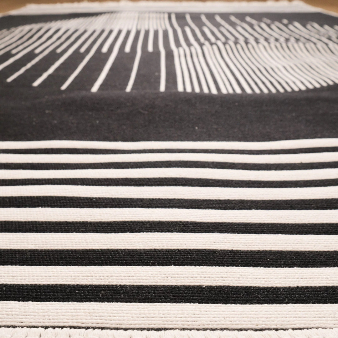 Geometric Kilim Rug|Machine-Washable Double Sided Soft Rug|Striped Farmhouse Kilim Carpet|Modern Style Multi-Purpose Reversible Floor Carpet