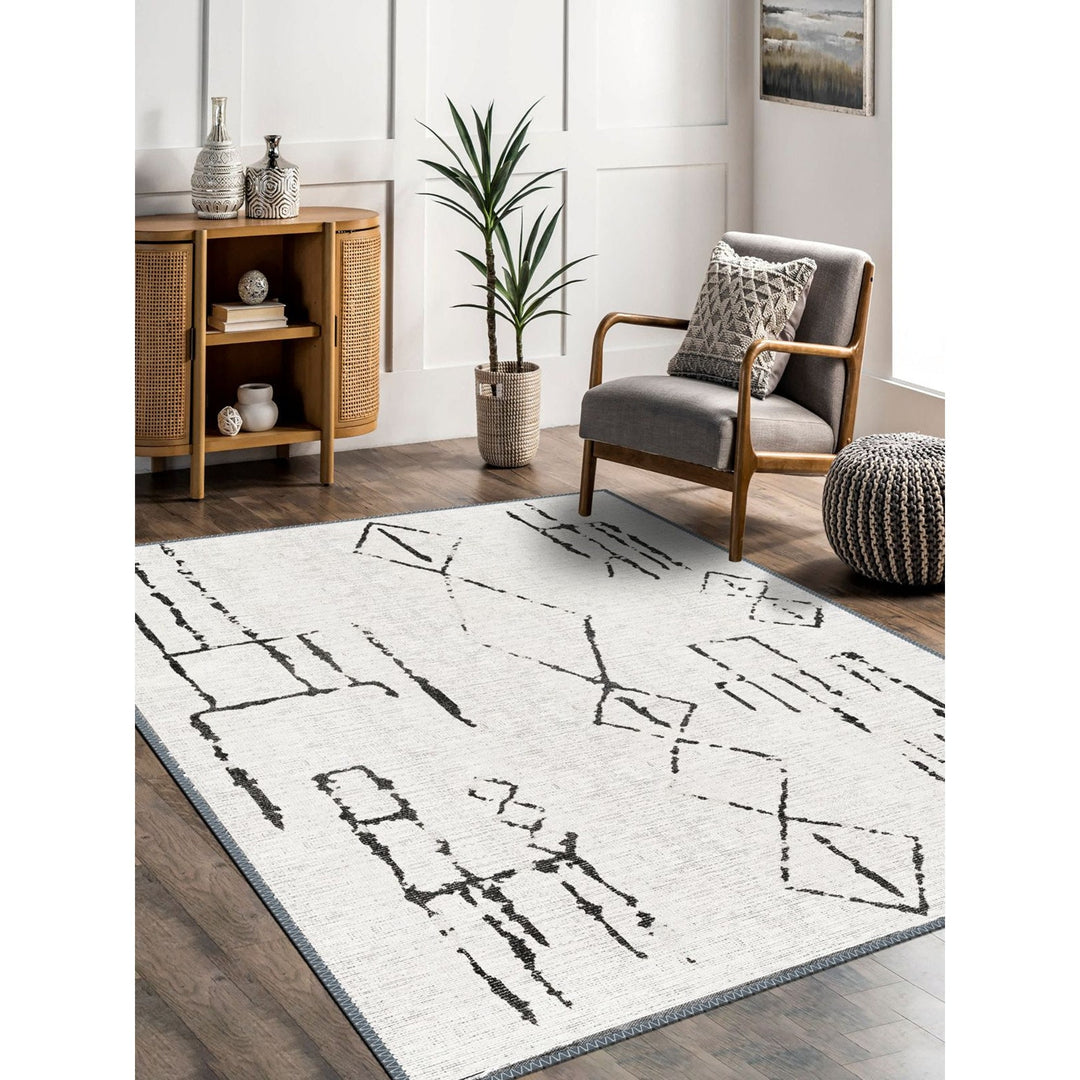 Machine-Washable Ethnic Nordic Print Carpet