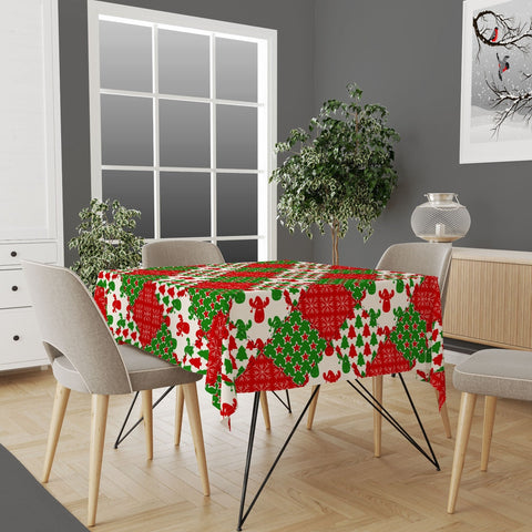 Christmas Tablecloth|Xmas Deer Tabletop|Pine Tree Print Kitchen Decor|Housewarming Outdoor Table Cover|Farmhouse Style Christmas Table Cover