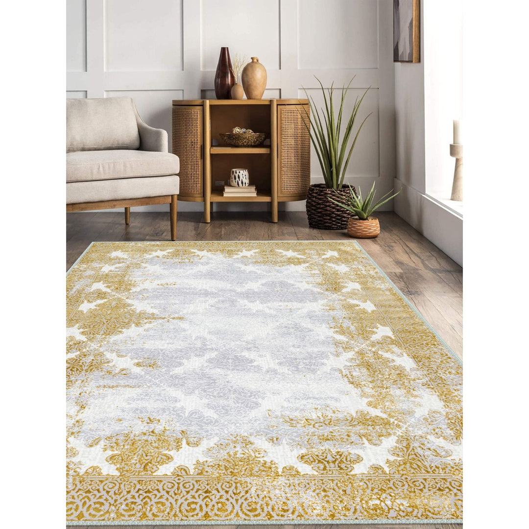 Decorative Gold Gray Rug