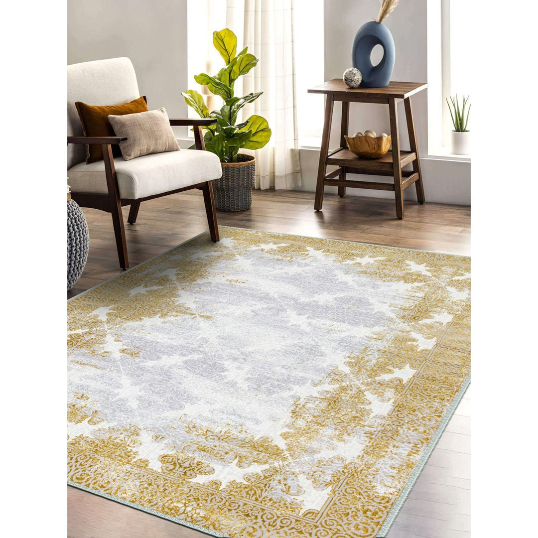Decorative Gold Gray Rug