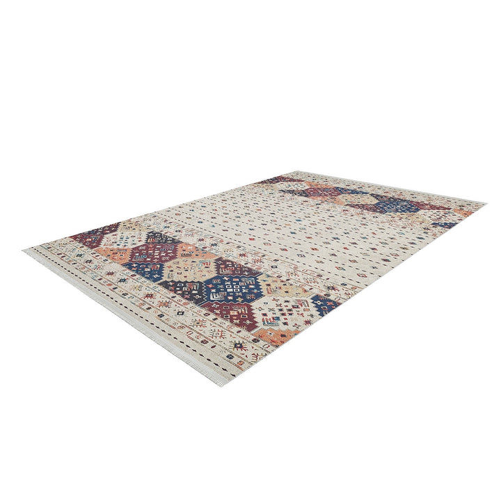 Ethnic Design Rug|Machine-Washable Non-Slip Rug|Boho Kilim Carpet|Decorative Anatolian Area Rug|Multi-Purpose Anti-Slip Carpet|Geometric Rug