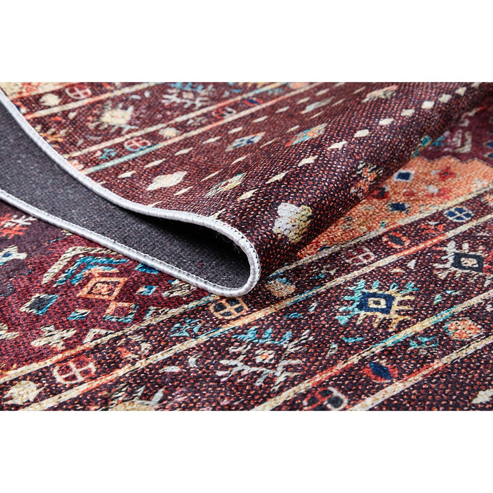 Ethnic Design Rug|Machine-Washable Non-Slip Rug|Rustic Kilim Carpet|Geometric Anatolian Area Rug|Decorative Multi-Purpose Anti-Slip Carpet