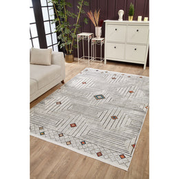 Bohemian Style Rug|Machine-Washable Non-Slip Rug|Boho Washable Carpet|Housewarming Abstract Diamond Area Rug|Multi-Purpose Anti-Slip Carpet